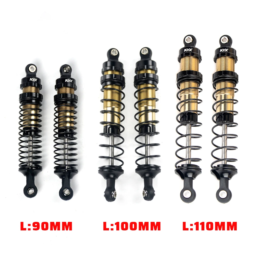 KYX 90mm/100mm/110mm Metal Hydraulic Shock Absorber 2PCS for 1/10 Axial SCX10 D90 SCX10 CC01 RC Model Car Conversion Parts