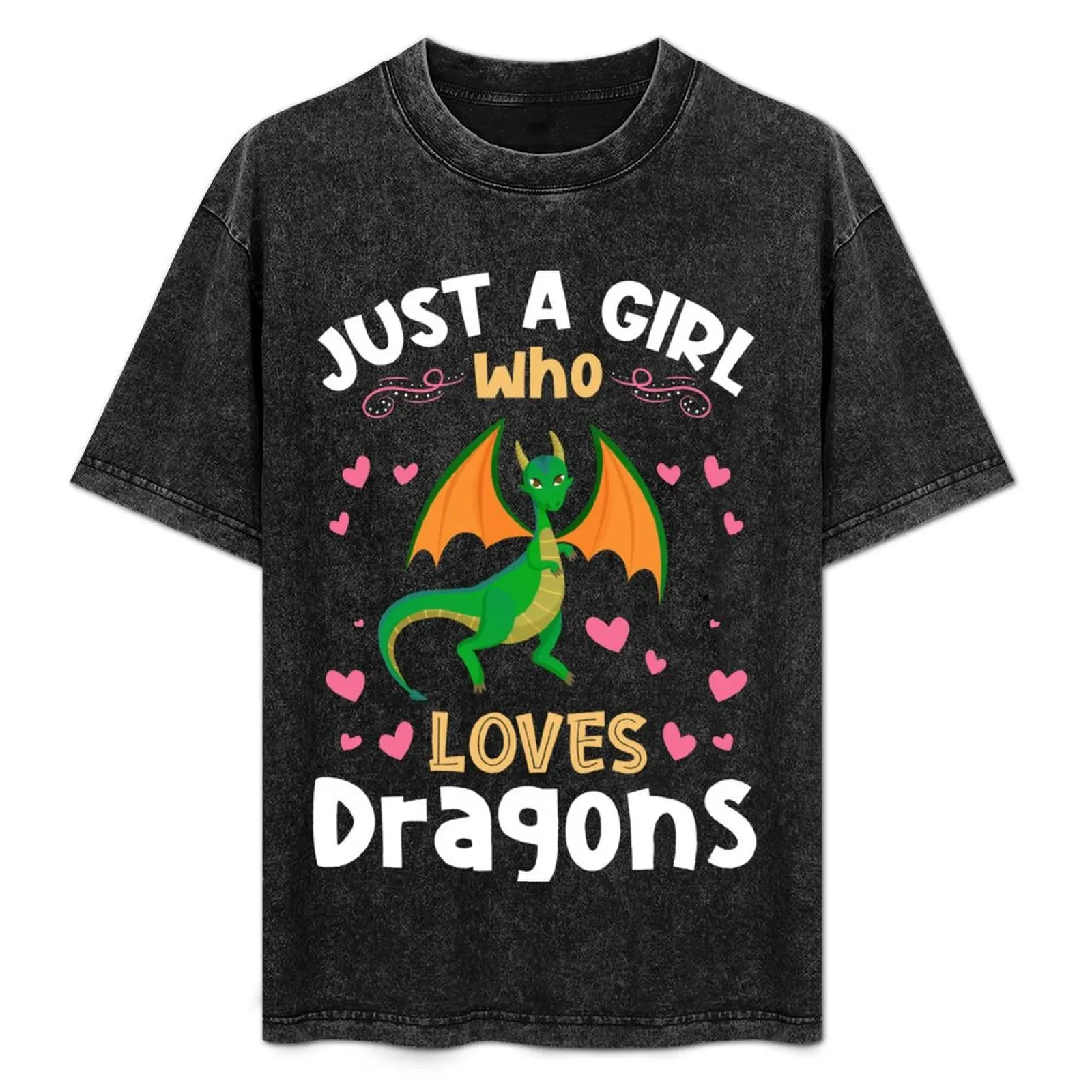 

Just a Girl who Loves Dragons Gift T-Shirt Basic Solid Tee for Daily Use