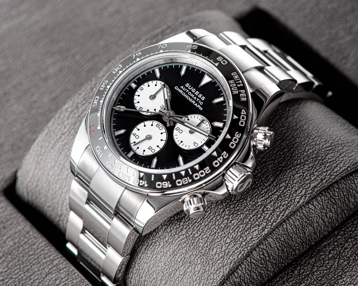 Sugess Panda Chronograph Uhrwerk Automatische mechanische Chronograph Armbanduhr Wasserdicht Tauchen Herrenuhren Keramiklünette Tona – Detail 16