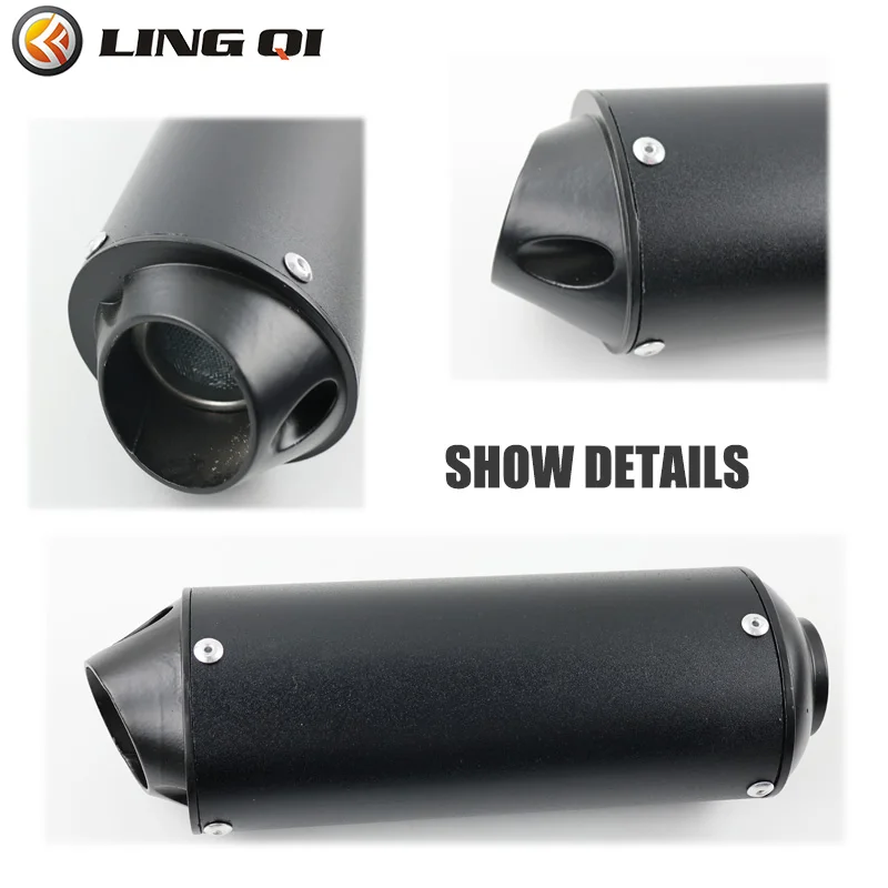 LING QI 28MM 32MM 38MM Motorcycle Exhaust Muffler Escape Moto Tailpipe For 110 125 150CC Dirt Pit Bike ATV   KAWASAKI