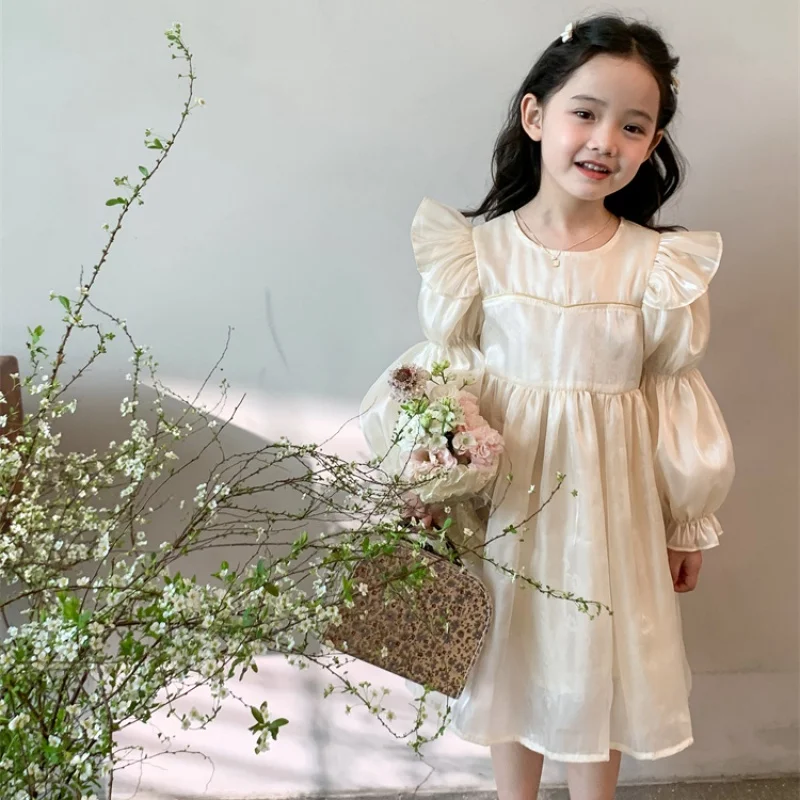 Autumn New Girls' Dress Children's Autumn Models Long-Sleeved Korean-Style Streamer Dress Baby Patchwork Princess Dress