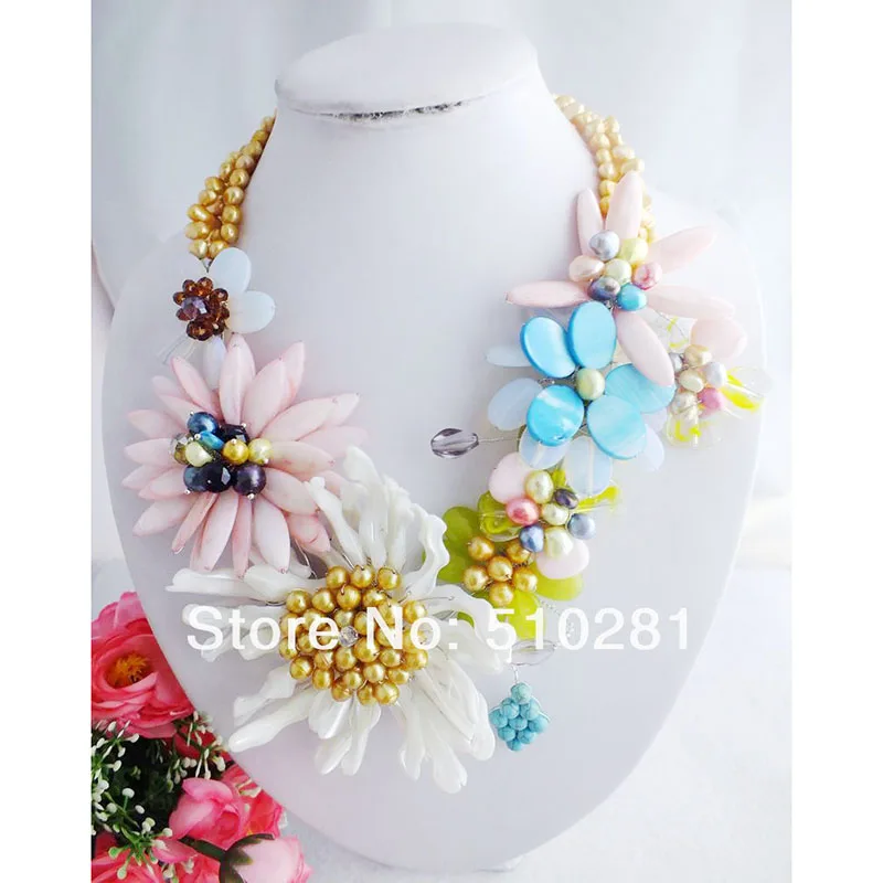 exquisite. Fashion shell Beads Handmade Flower Jewelry Necklace For Wedding Party 20