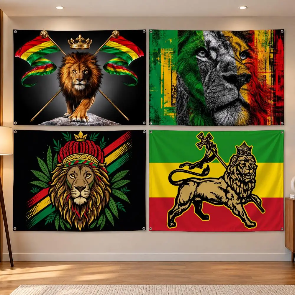 Religion L-Lion Of Judah Rasta Lion Flags Banner Decor for Bedroom,Garden,Party,Club,Indoor Outdoor, Fan Gift
