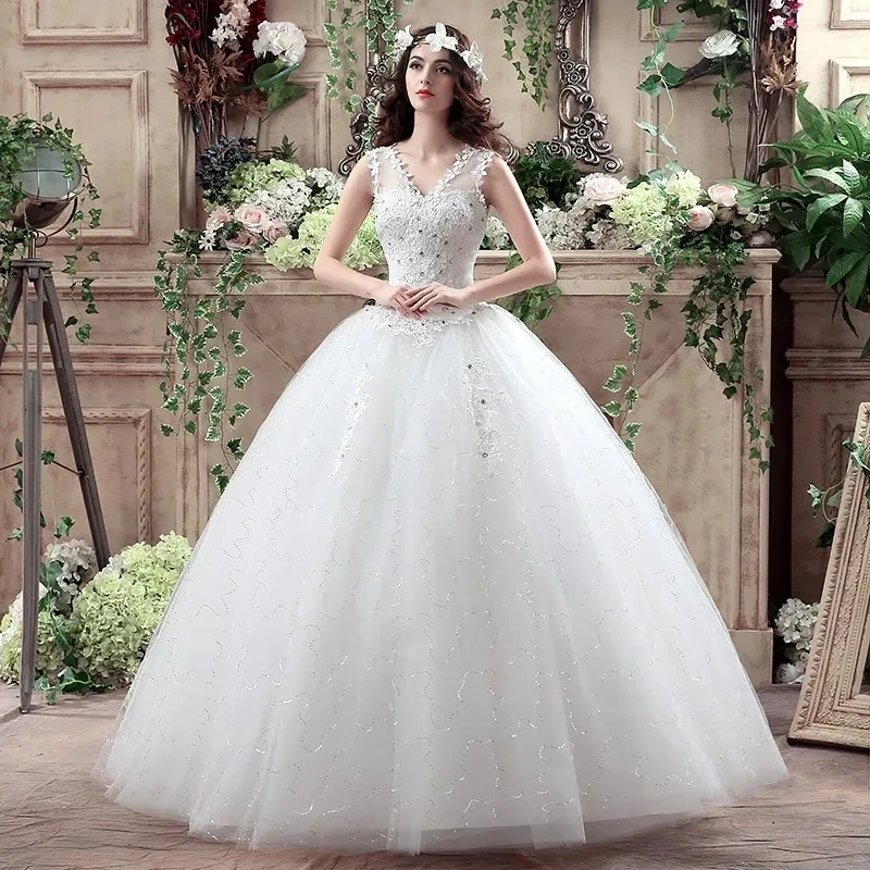 5 estilo foto real 2020 novos chegam princesa moda vestido de casamento romântico rendas coreano plus size vestidos de noiva