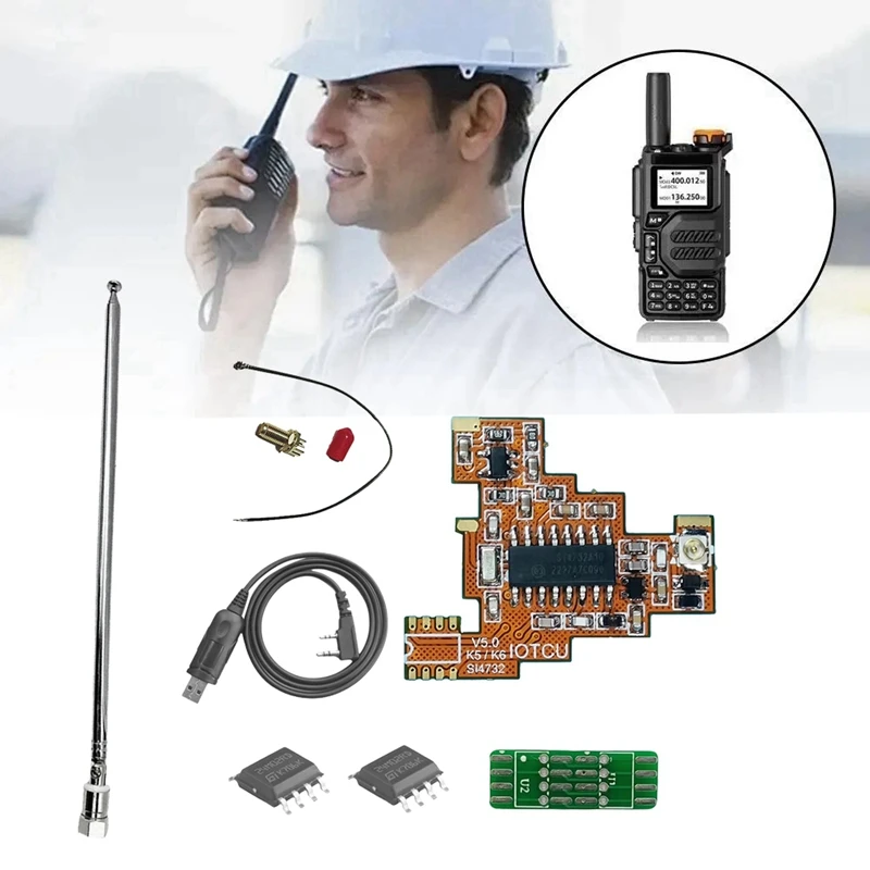SI4732 V5.0 modul FPC + 2X2M Chip + antena Kit penuh sistem Multi untuk Quansheng UVK5 UVK6 HF Shortwave penerimaan Band penuh