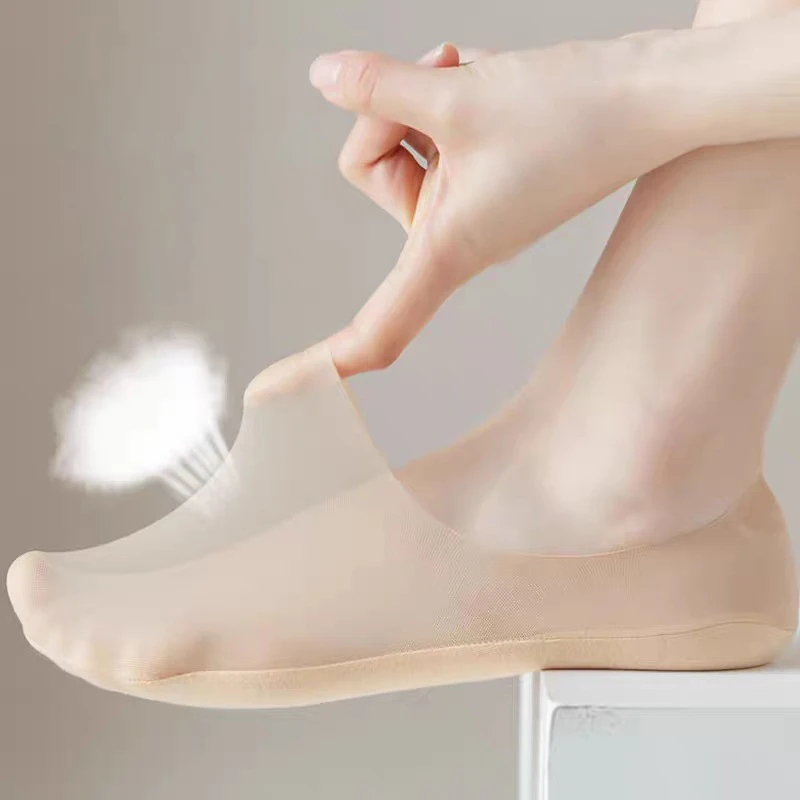 Summer Ultra-Thin Pure Cotton Bottom Shallow Invisible Socks Silicone Non-Slip Boat Socks