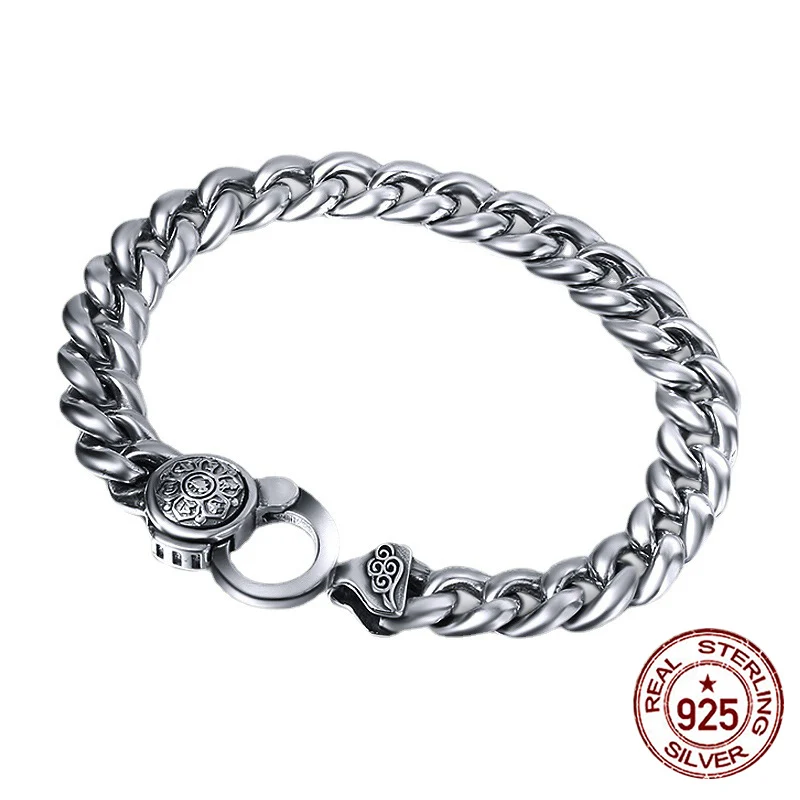 

S925 sterling silver bracelet temperament fashion six word truth handmade Fried Dough Twists high-level niche design jewelry