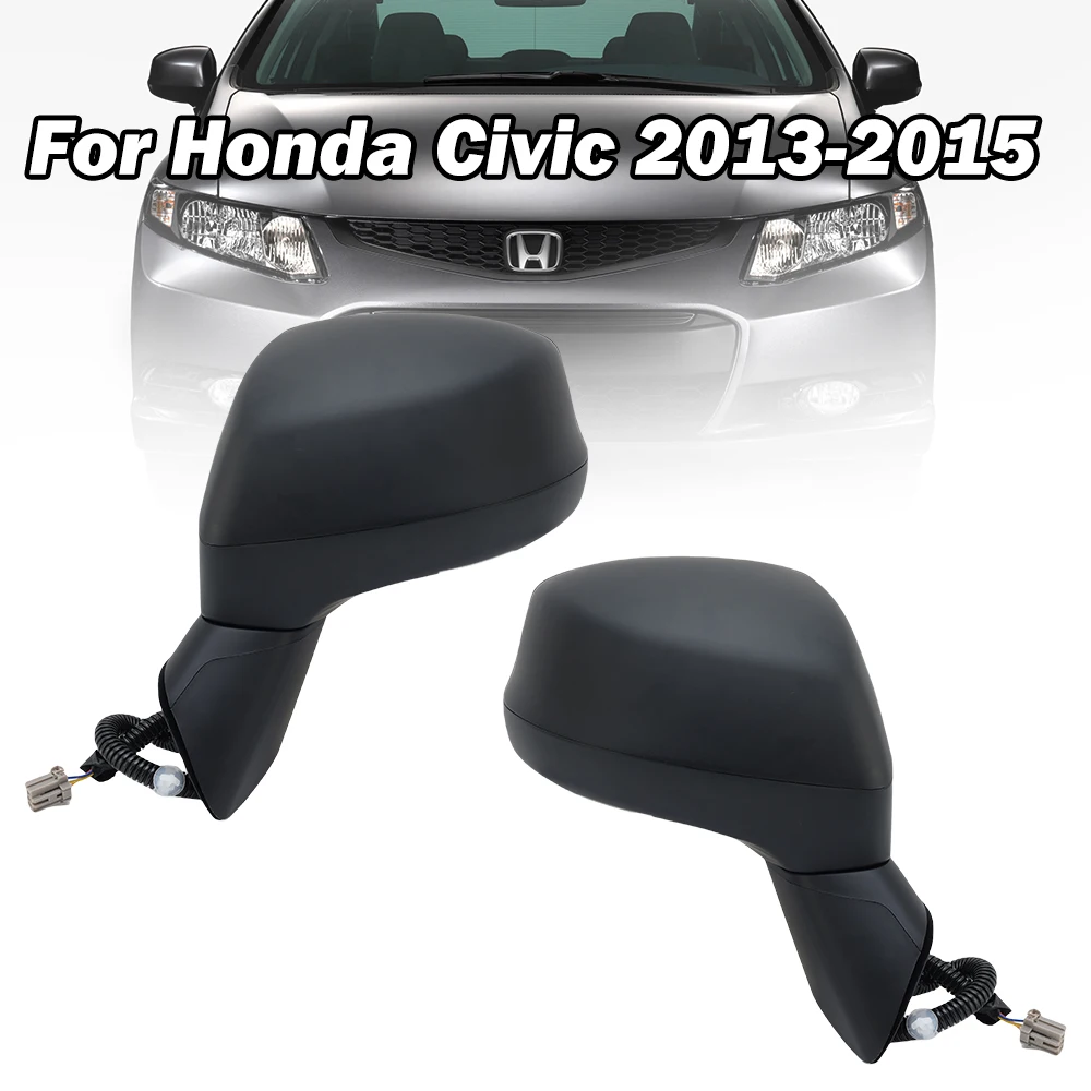 

3 провода, боковое зеркало заднего вида в сборе для Honda Civic 2012-2015, черное покрытие с надписью, боковое зеркало заднего вида, автомобильные аксессуары