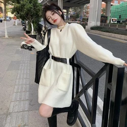 Temperament Solid Color Knitting Sweaters Autumn Winter New Long Sleeve Loose Korean Pullovers Top Fashion Trend Women Clothing