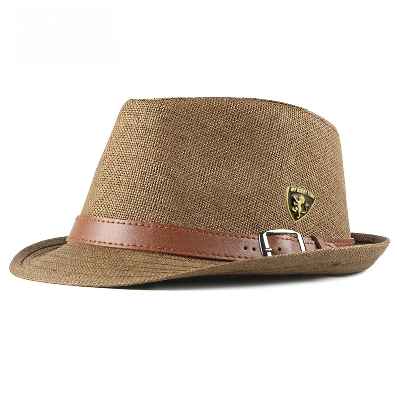 british-style-straw-woven-jazz-hat-men's-summer-sun-protection-wide-brim-hat-retro-gentleman's-small-gift-hat-polyester-fiber