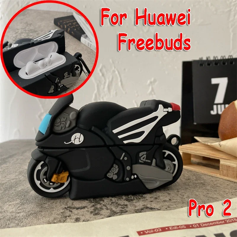 Fashion Cool Motorcycle Cover for Huawei Freebuds Pro 2 Case Earphone Case Freebuds 4i Freebuds5i Buds 3 Funda Protective Cover