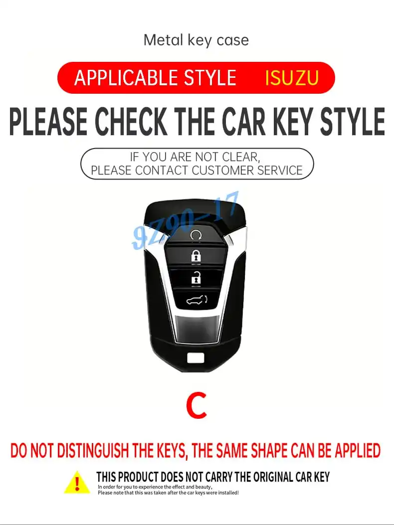 Metal Carbon Fiber Car Key Fob Case Cover Keychain For Isuzu New MU-X X Series DMAX D-Max X-Terrain Pickup Truck 2021 2022-2026