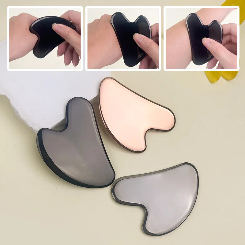 

Stainless steel scraping board electroplated heart-shaped massage board finger scraping board massage device facial massage