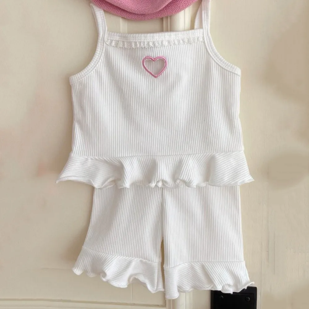New Arrival Baby Girl Korean Thin Cotton Suit Colorful Strap Tank Tee Bell Bottom Trousers Kids Comfort Daily Wear for 73-100cm