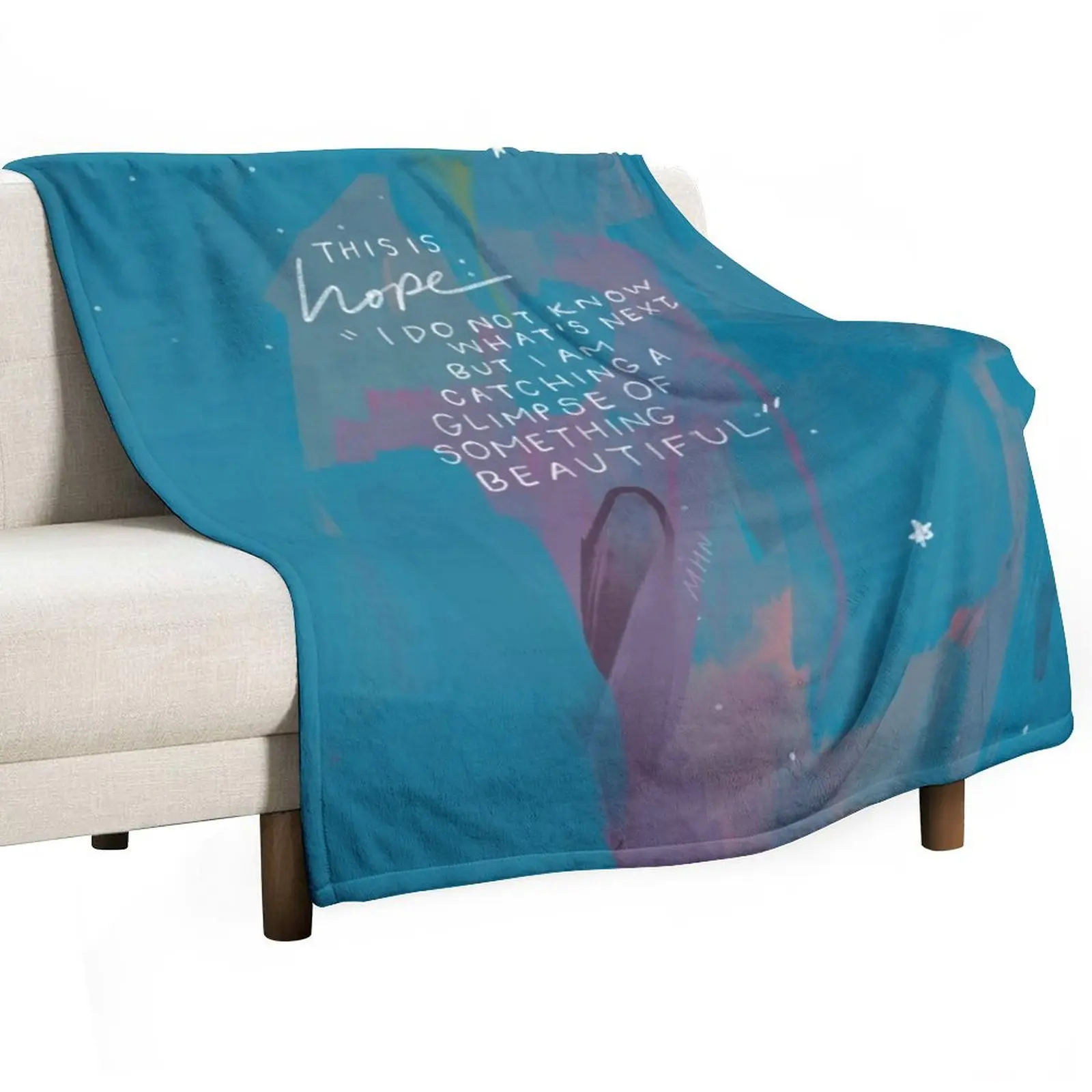 Morgan Harper Nichols Hope Quote - Inspirational Motivational Quote and Abstract Blue and Purple Art Throw Blanket