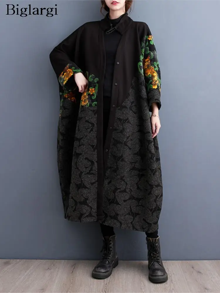 

Oversized Autumn New Trench Coat Women Flower Print Modis Patchwork Pleated Ladies Windbreak Loose Casual Woman Trench Coat 2023