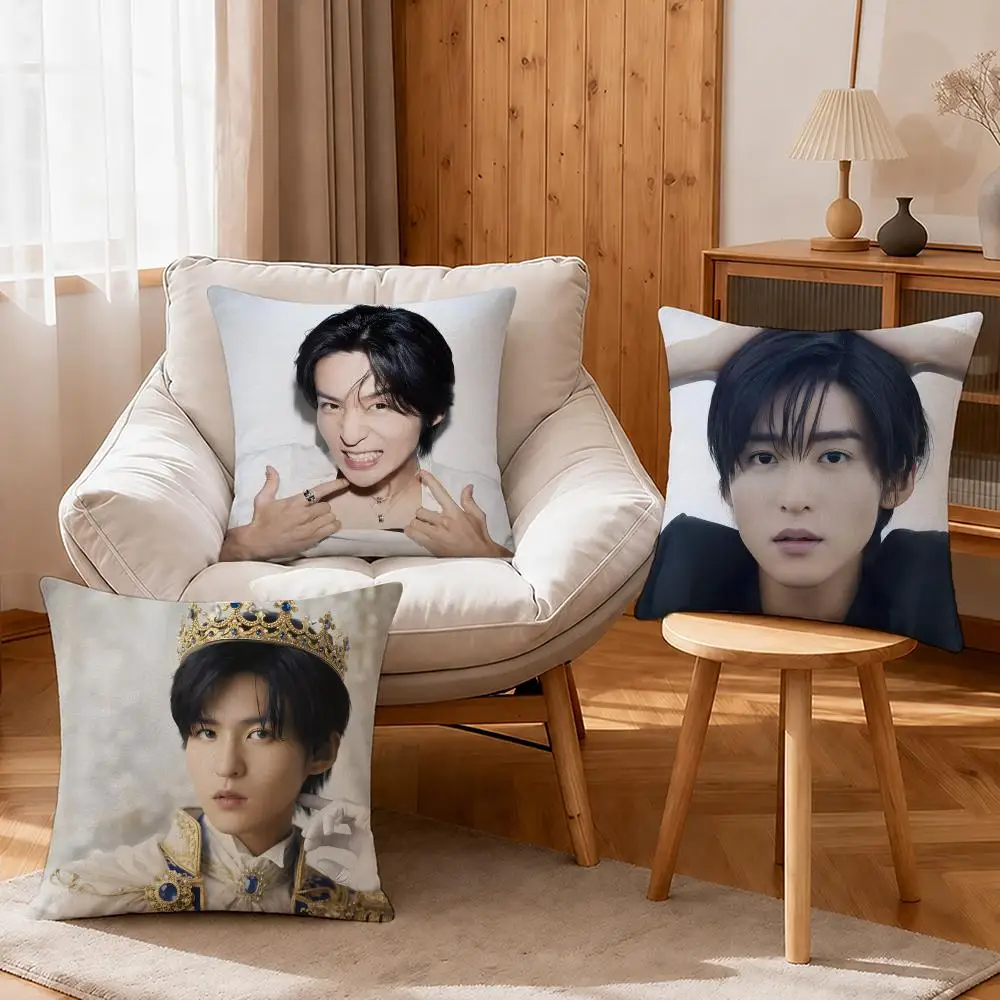 K-pop Meguro Ren Cushion Cover Linen Anti-Mite Antibacterial Cushion Cover Invisible Zipper Sofa Decor
