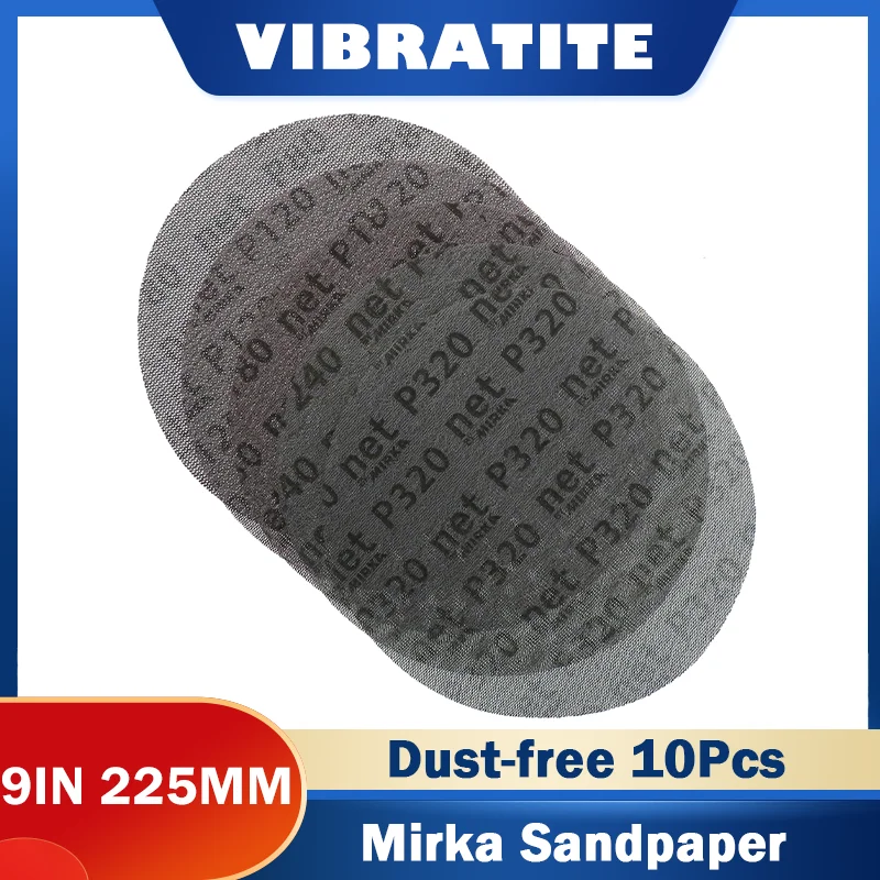 Disco abrasivo abrasivo a rete da 9 pollici 220 mm 10 pezzi senza polvere 80-400 grana gancio e anello per la molatura di lucidatura di auto in legno e metallo