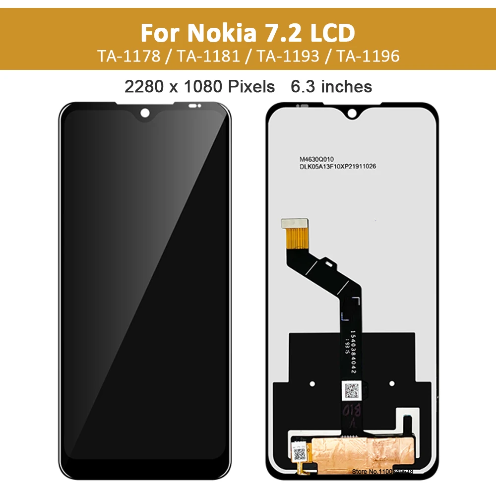 Imagem -02 - Original para Nokia 7.2 Display Lcd Ta1178 1181 1193 1196 Lcd Tela de Toque Digitador Assembléia com Quadro Peça de Substituição 6.3