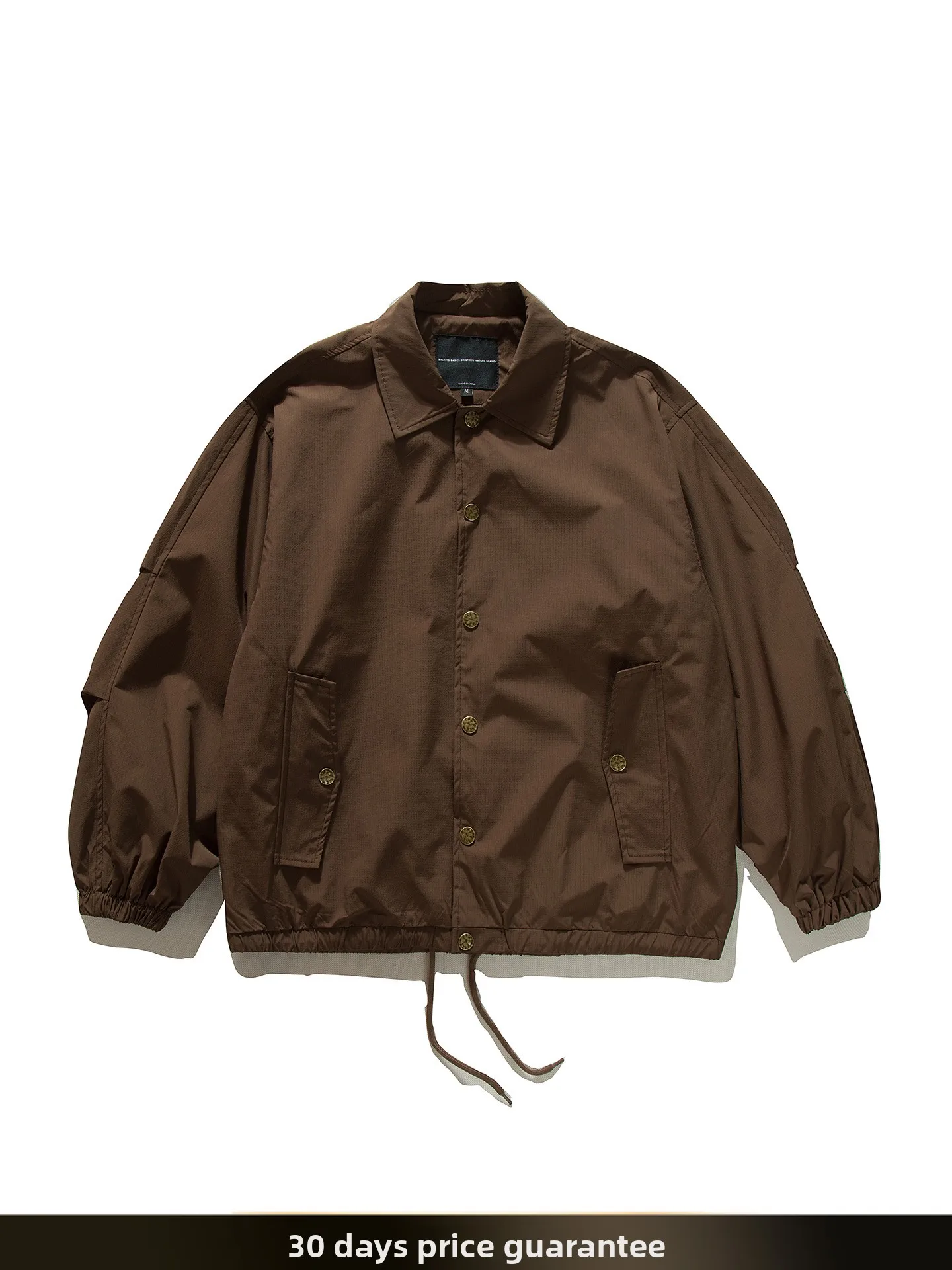 

American Retro Stand Collar Harington Jacket Men's Autumn New Outdoor Drawstring Loose Casual Jacket Polyester Fiber