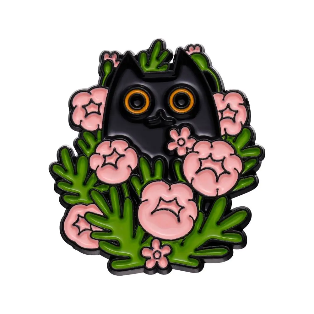 

Cartoon Black Cats Enamel Pins Funny Cute Big Eyes Kitten Brooches Kawaii Creative Floral Animal Lapel Badges Best Friends