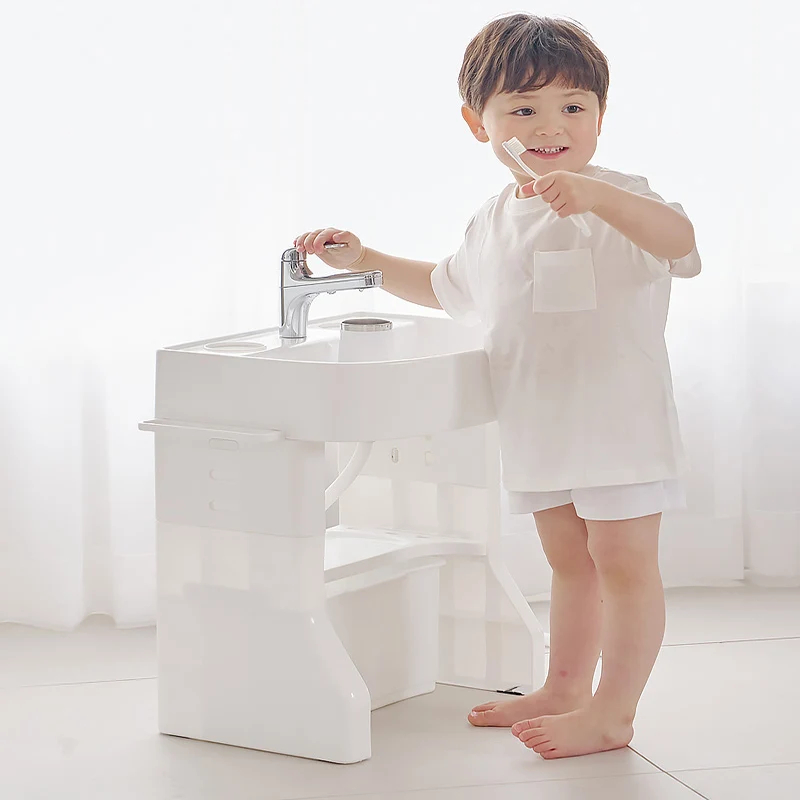 Adjustable Height Kids Sink Washing Station, 6L Large Water Tank Portable Children Hand Washing Sink for Toddler Kids Bathroom