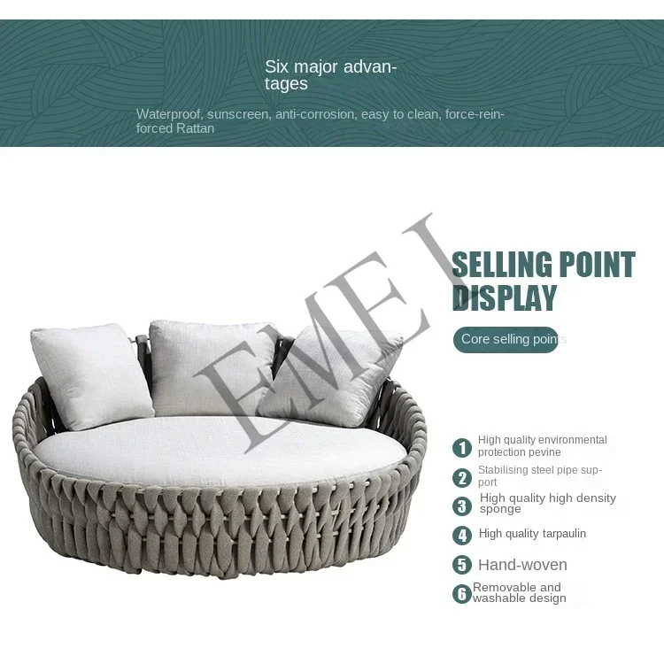 Outdoor Rattan Swimming Pool Leisure Courtyard Loungers Beach Beds Outdoor Hotel Garden Terrace Sofa