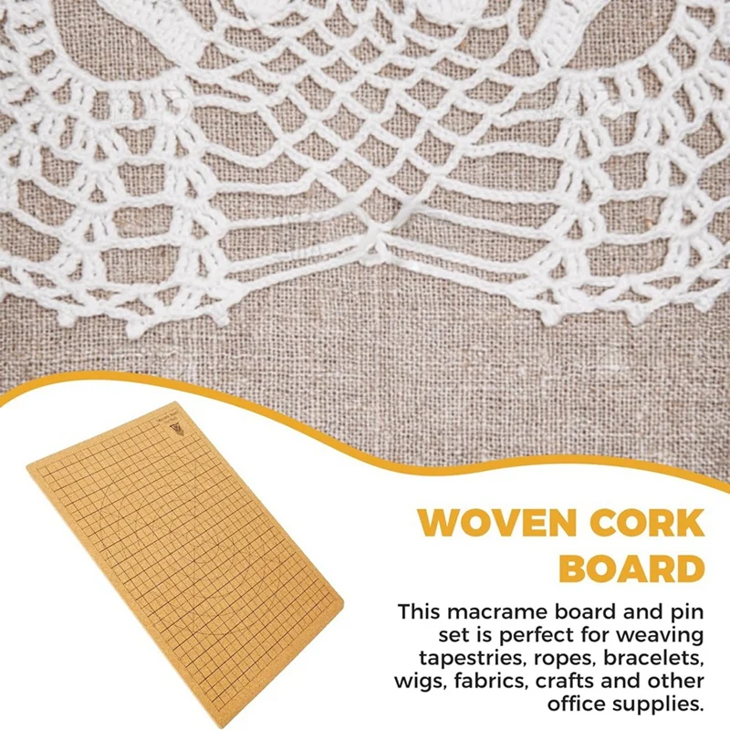 Macrame Board And Metal Adjustable Holder, 12X16in Double Side Macrame Project Board With Pins,For Cording Bracelet Wigs