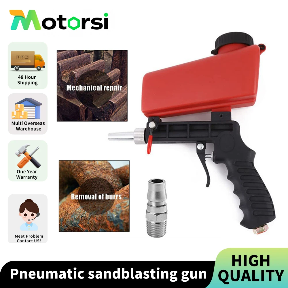 Motorsi 1/4 ''pistolet de sablage à Air 90psi pistolet de sablage pneumatique ensemble Machine de sablage pour enlever la rouille de l'acier de fer