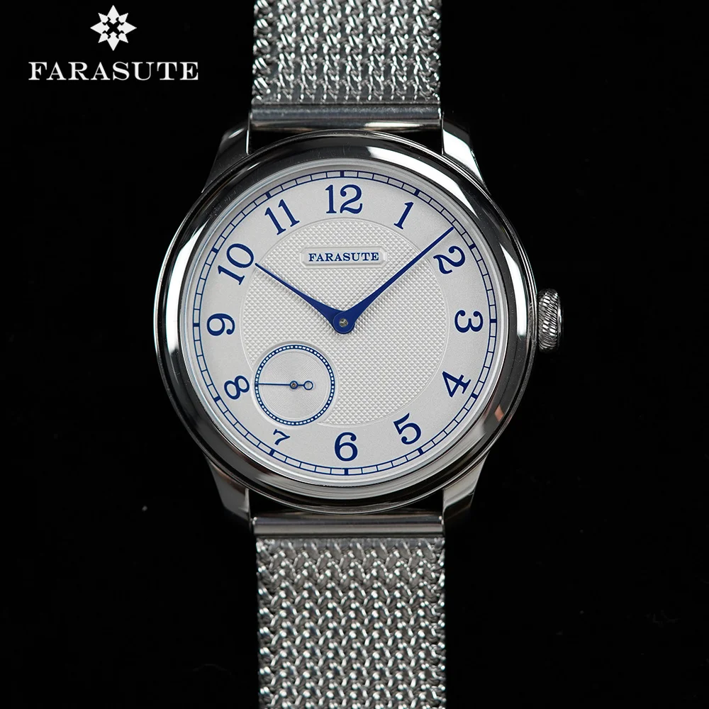 FARASUTE Retro Power Reserve 80 Hours Machinery Wristwatch For Men St17 Manual Mechanical Watch Small Second Steel Bracelet