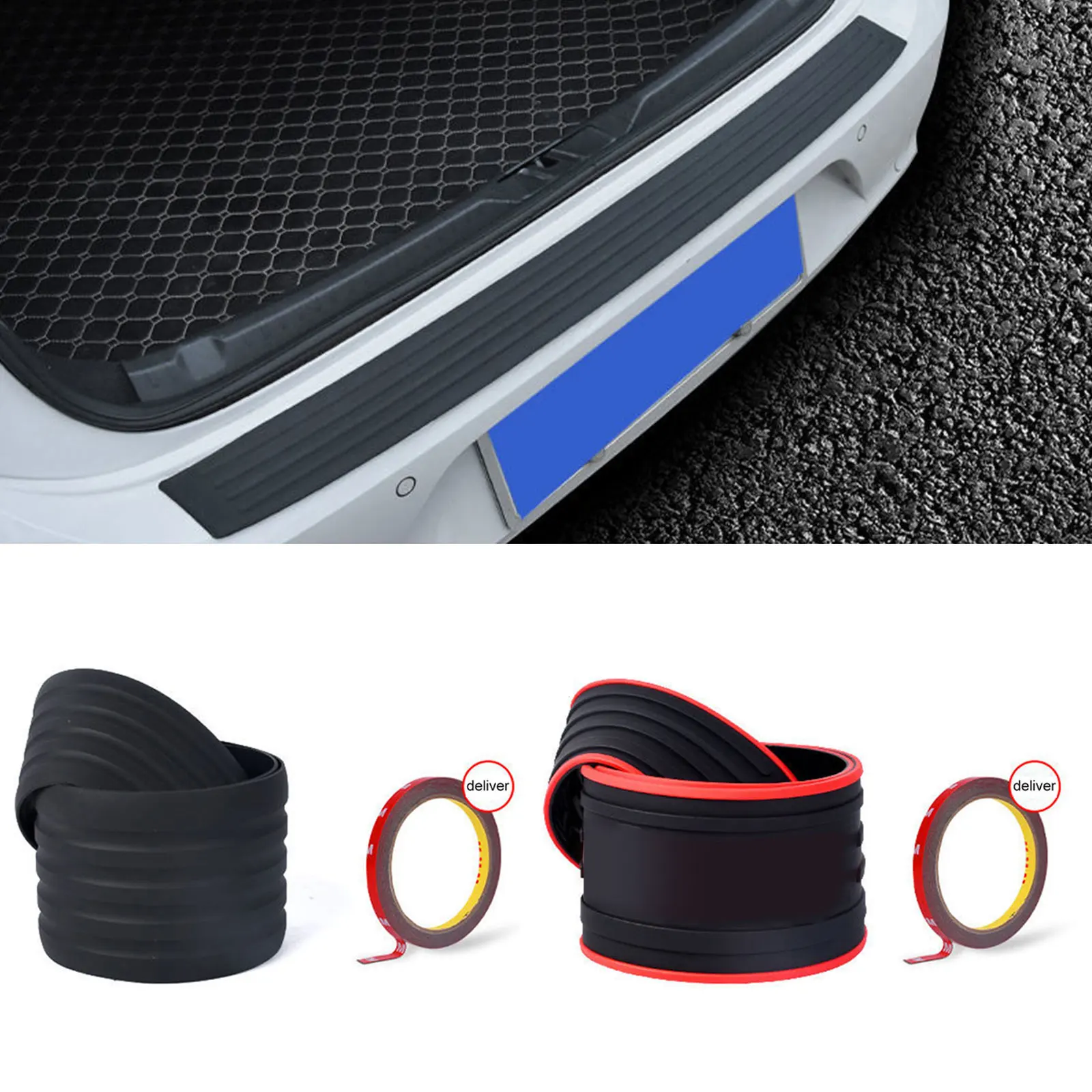 

Anti-scratch Car Trunk Door Sill Plate Protector Universal Rear Bumper Guard Rubber Mouldings Pad Trim Cover Strip Car Styling