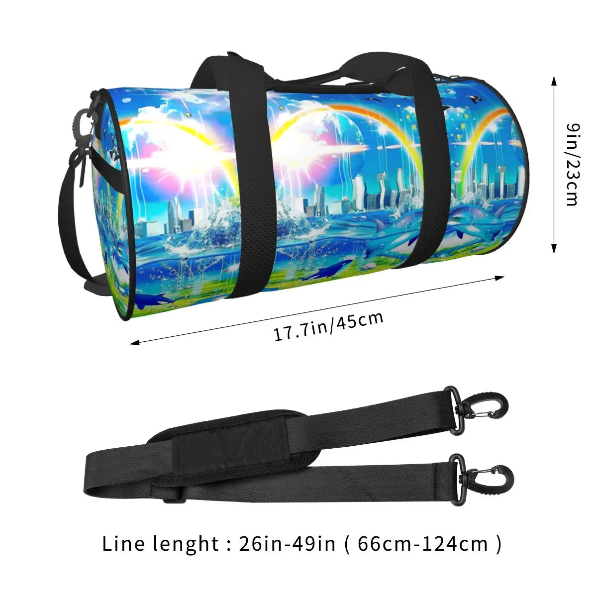 Frutiger Aero Sport Bags Large Gym Bag Portable Men Printed Handbag Training Colorful Fitness Bag