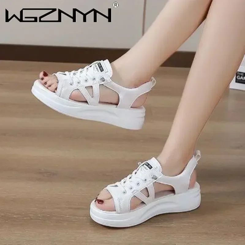 صنادل نسائية جديدة أحذية الشاطئ الصيف جوفاء تنفس أحذية رياضية غير رسمية منصة الإناث كل مباراة Streeat Sandls