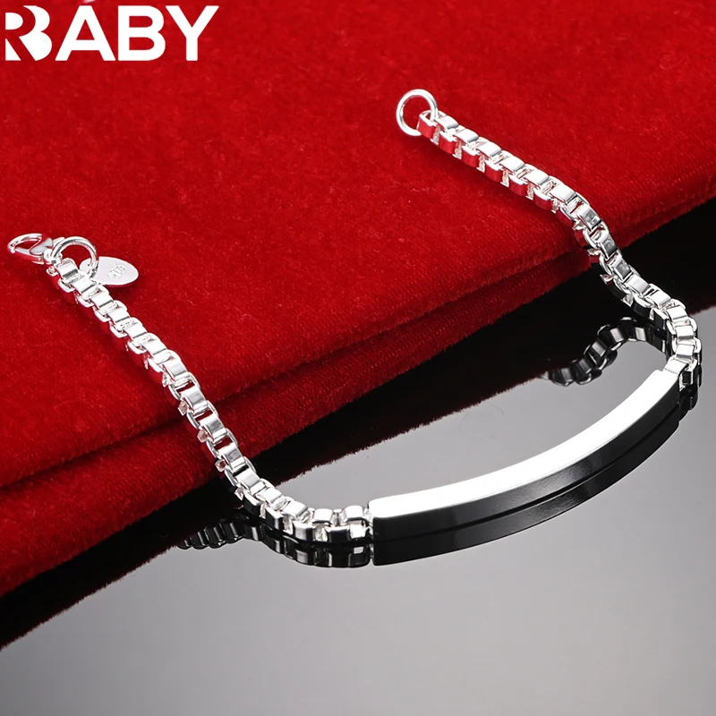 

URBABY 925 Sterling Silver 4MM Geometry Box Chain Bracelet For Woman Fashion Wedding Party Charm Jewelry Gift Noble Accessories