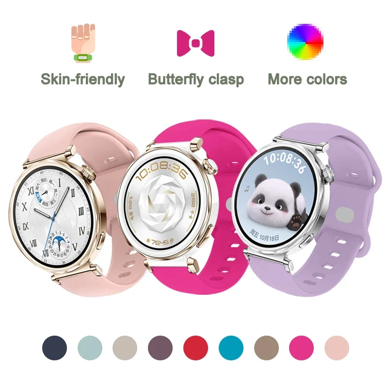 Huawei Watch Gt5 Pro 42mm用ソフト18mmバンド、ボウバックル付きカラフルリストバンド、Huawei Watch Gt5 41mm、Gt4 41mm対応、男女兼用ストラップ