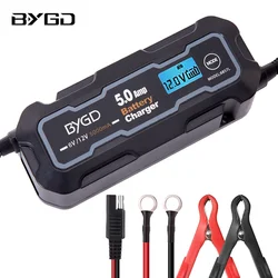 BYGD-Carregador de bateria de carro, carregador inteligente para todos os tipos Baterias de chumbo ácido, 6V, 12V, 5000mA