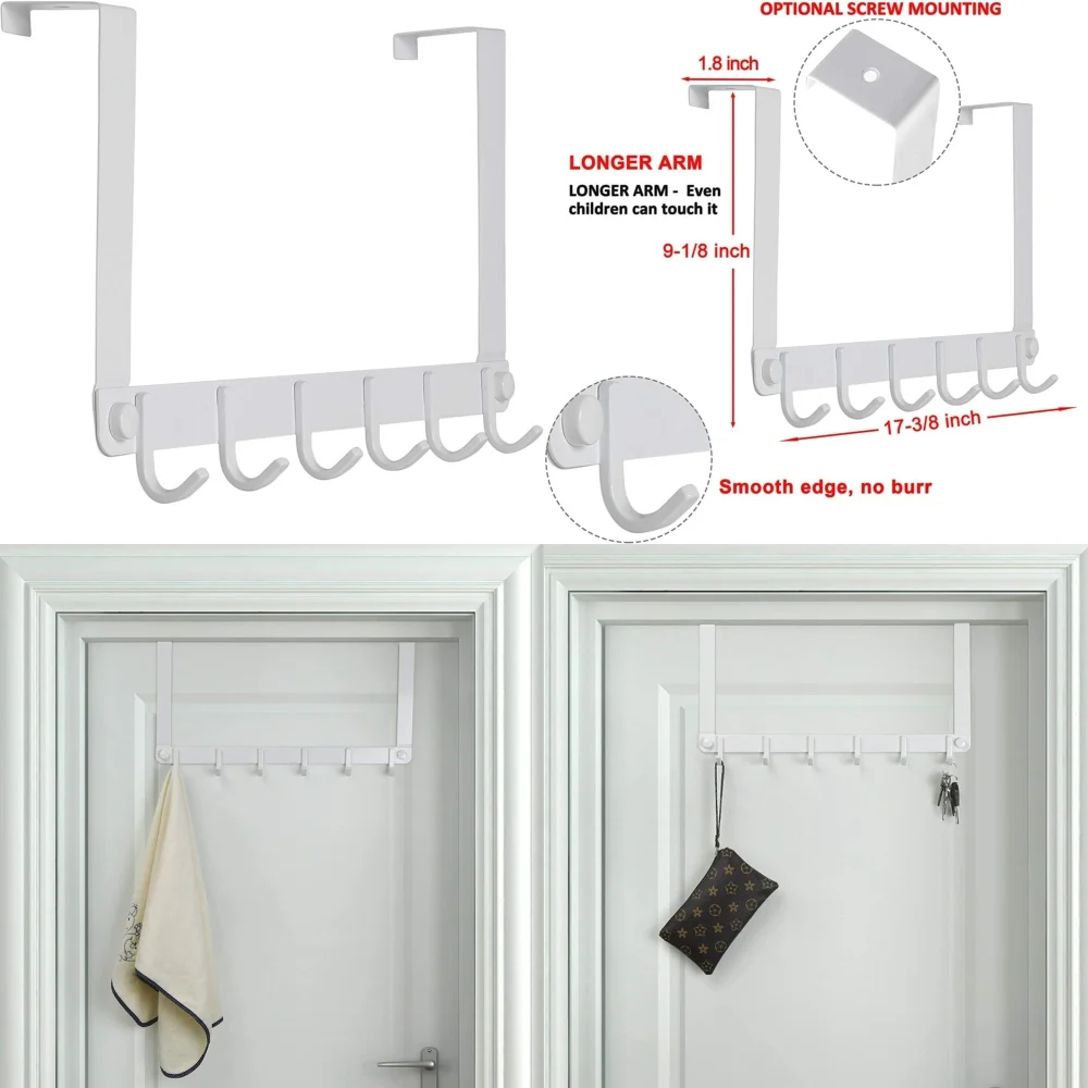 

Hook behind the doorHeavy Duty Over Door Hook 6 Pack Single Sided Hanger for Clothes Hats Towels Bedroom Bathroom Storage