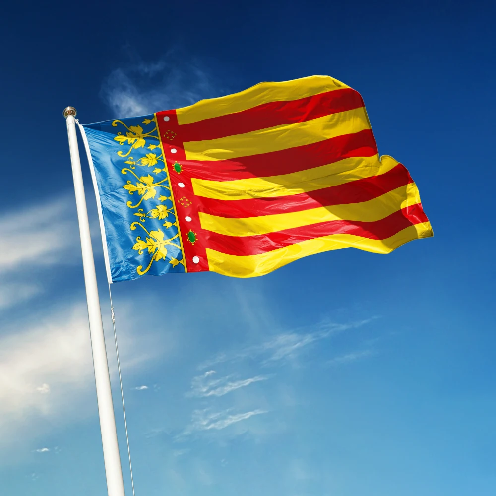 3x5 Ft Valencia Flag Vivid Color and Fade proof a City of Spain Flags Polyester with Brass Grommets