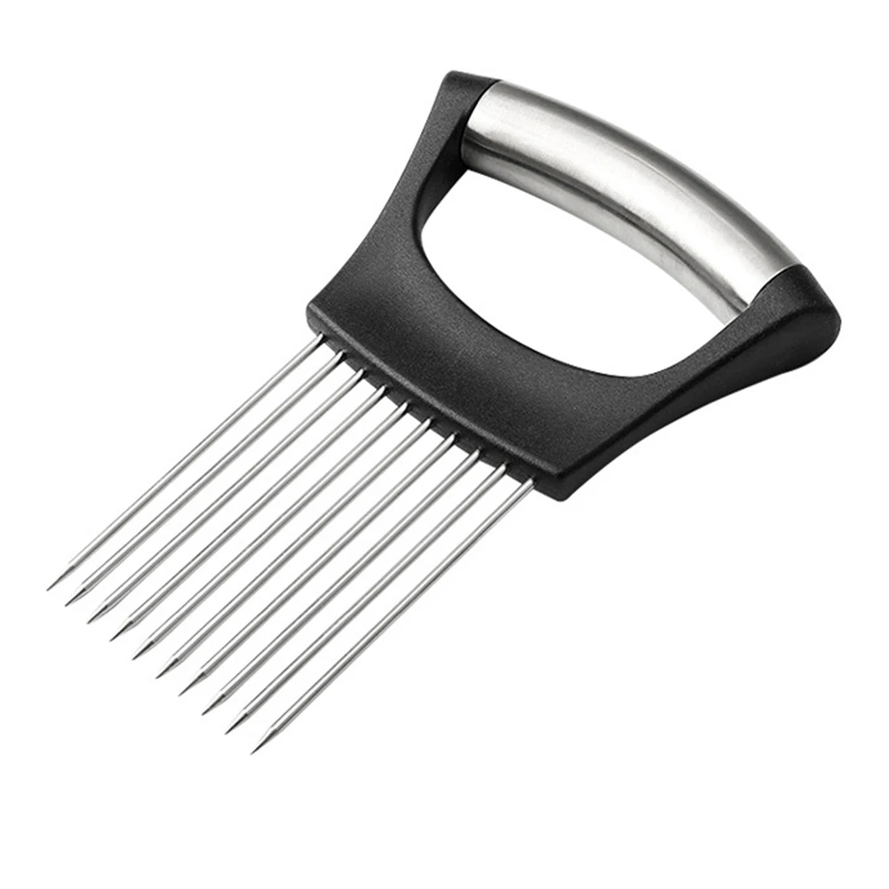 

Stainless Steel Onion and Vegetable Slicer with Ergonomic Handle Designed for Safe and Efficient Meat Tenderizing