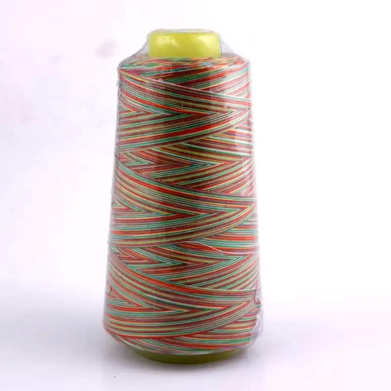 3000 yards Colorful rainbow line  40s/2  high speed  polyester sewing thread type manual thread  Clothing accessories