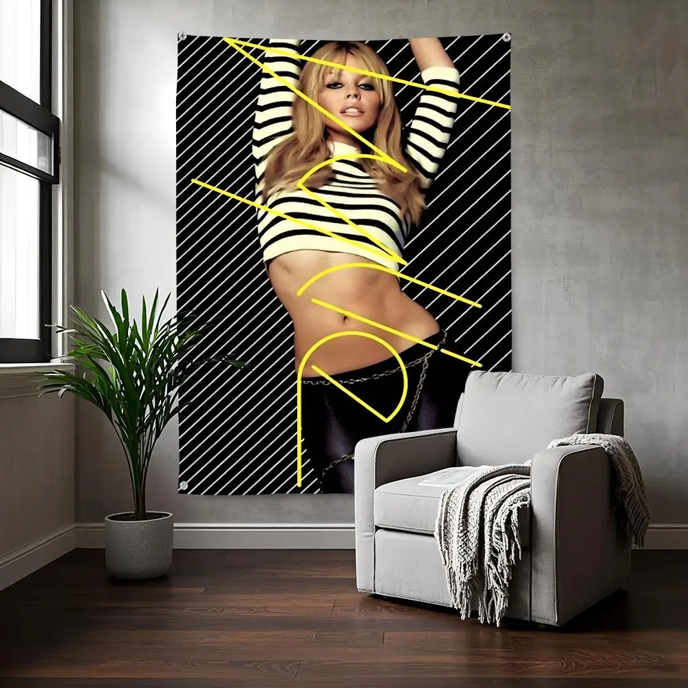 Charming K-Kylie Minogue Singer Flags Durable Microfiber Festive Decor All-Purpose Hanging for Household, Bar Counter Outdoor
