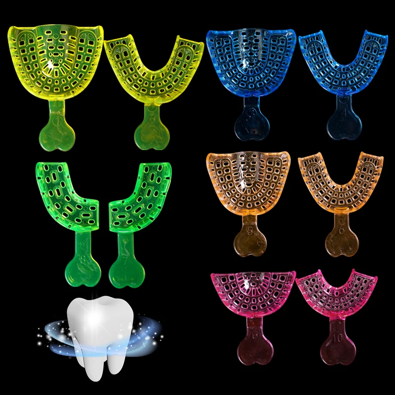 2pcs Colorful Disposable Dental Impressions Trays S/M/L for Adults And Children Teeth Holders Mold Trays for Dentistry Materials
