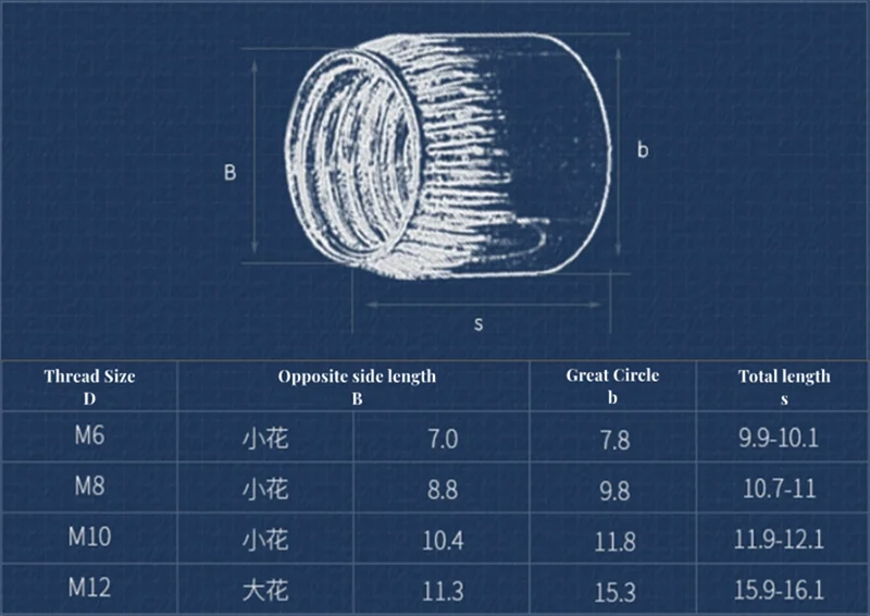 M6 M8 M10 M12 304 Stainless Steel Taper Nut Cone Type Nut Knurled Implosion Screw Cap