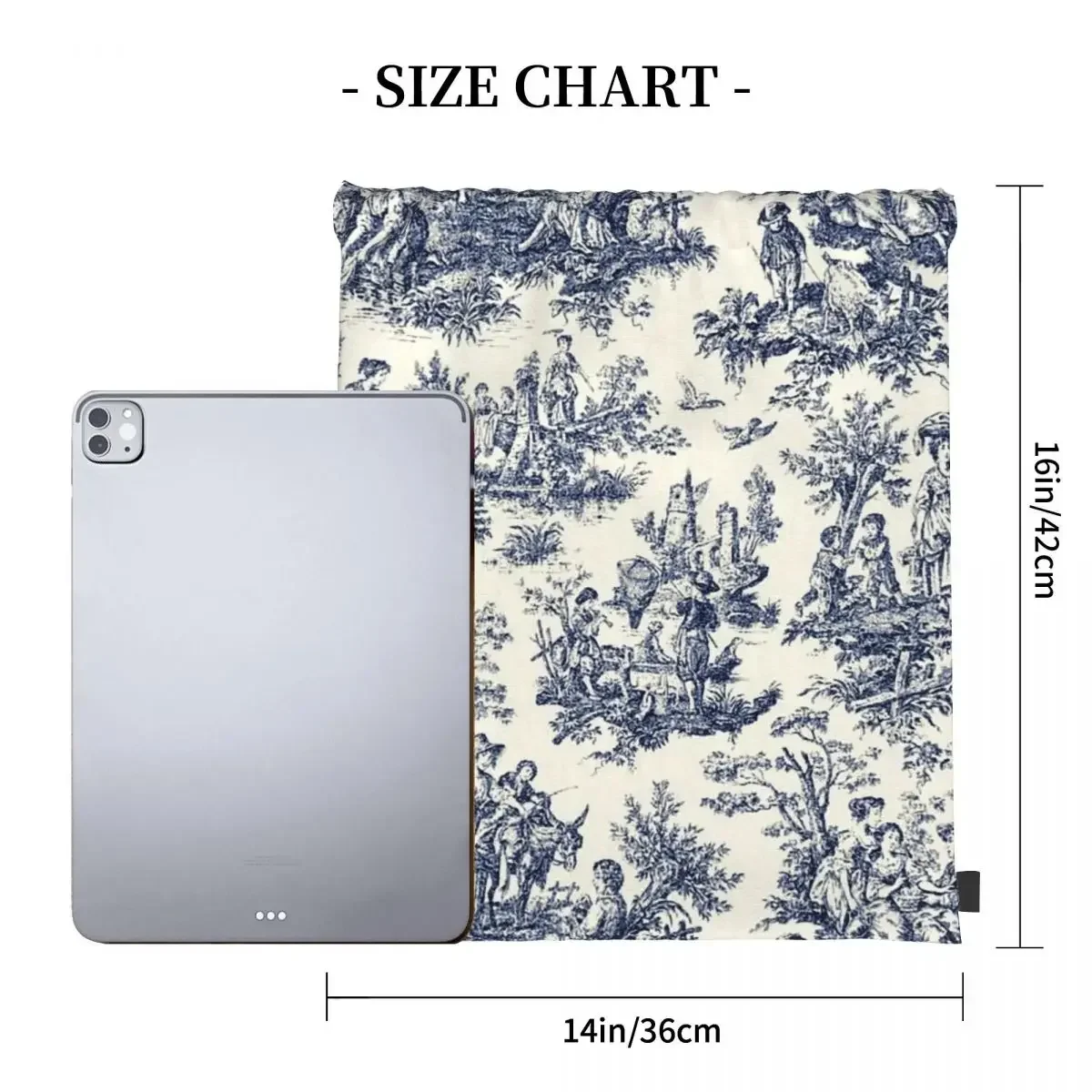 Nomades Artsy Vintage Toile De Jouy Backpacks Fashion Portable Drawstring Bags Shoes Bag Book Bags For Man Woman Students