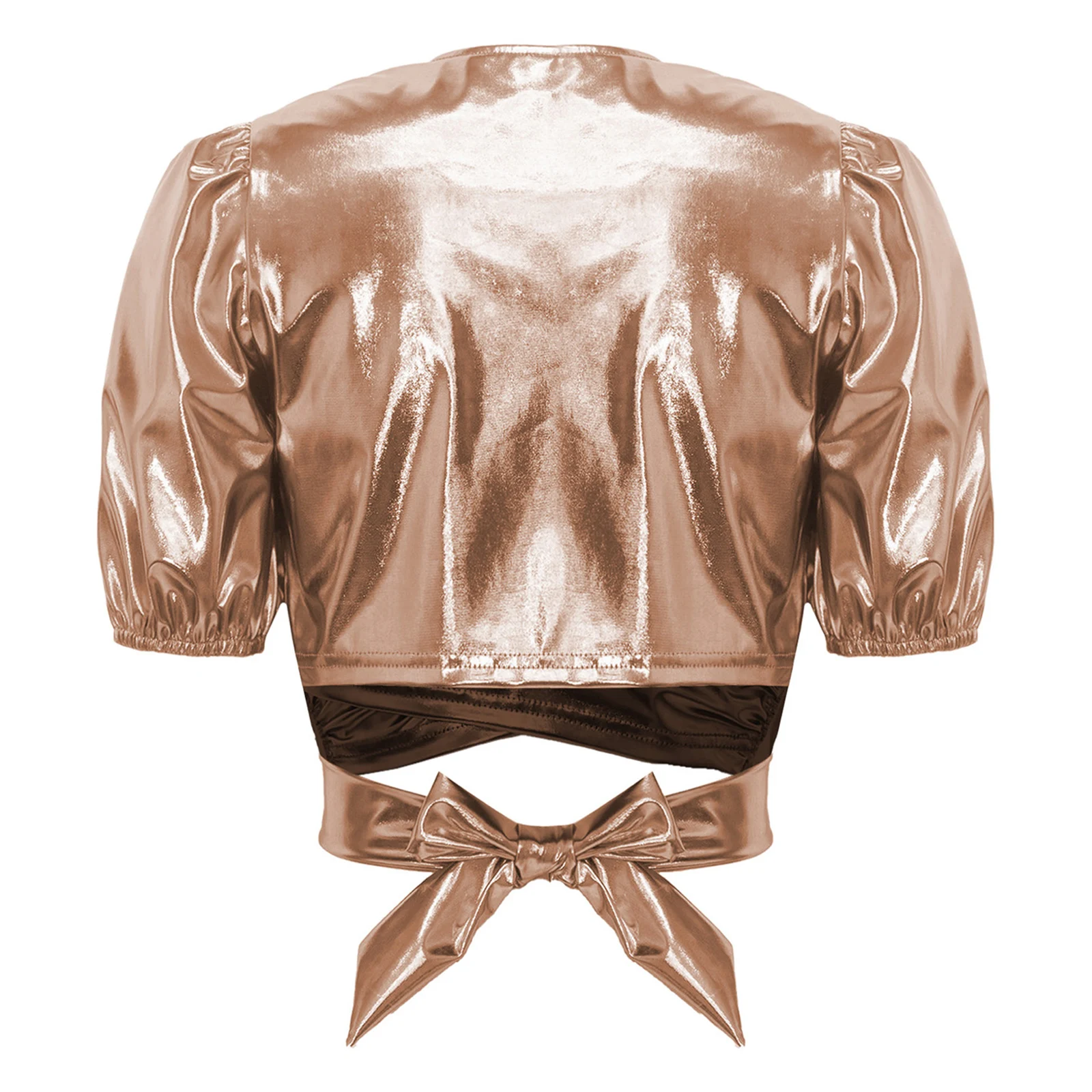

Женский переливающийся металлический укороченный топ с V-образным вырезом, костюм для диско-танцев, модная рубашка в стиле Y2K для музыкальных фестивалей и вечеринок