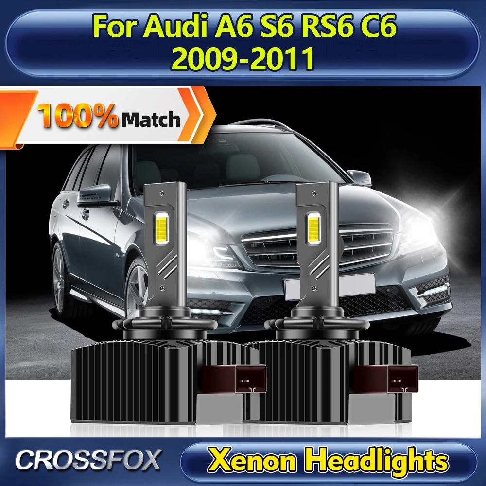 

2 PCS 120W HID Xenon Headlight 25000LM D3S LED Headlamps Bulbs 12V 6000K Plug And Play For Audi A6 S6 RS6 C6 2009 2010 2011