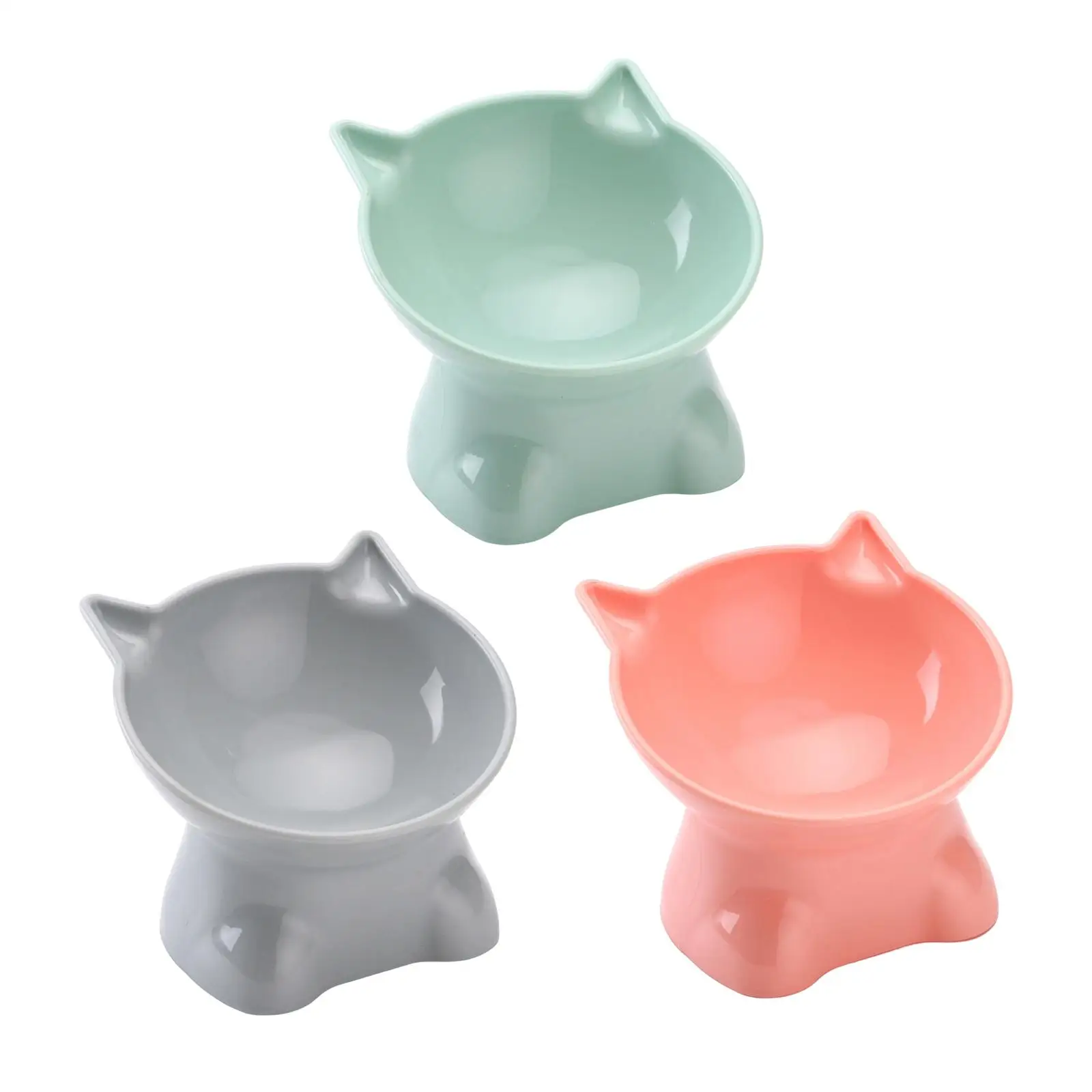 Raised Cat Bowl, Tilted Pet Feeder, Neck Protection Non Slip