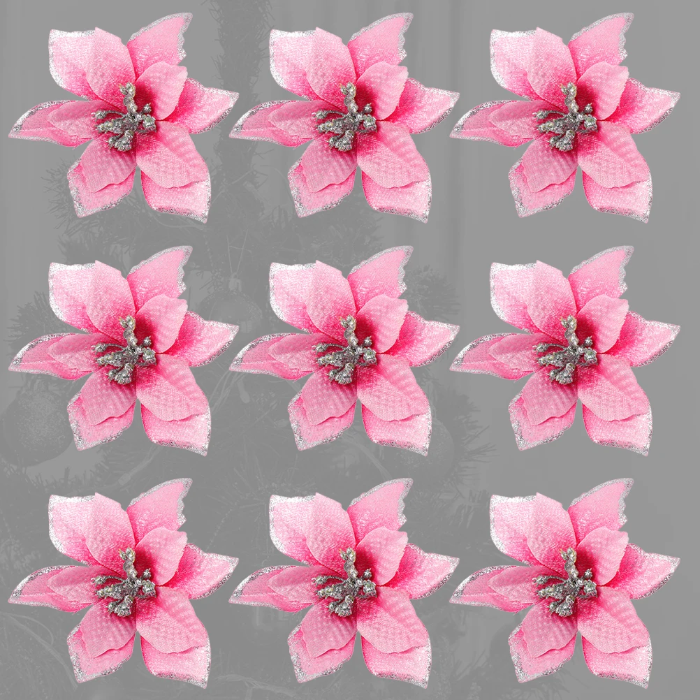 

36 Pcs Pendant Christmas Flower Decoration Child Dinner Table Flowers Artificial Poinsettia Cloth Pink Decorations Decorative