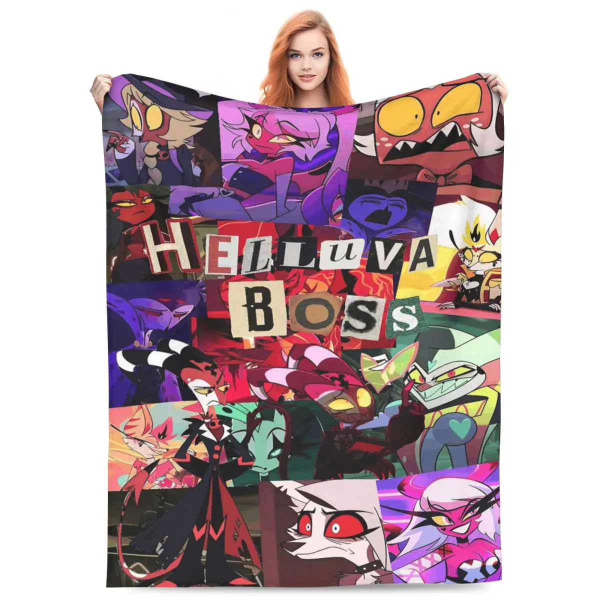 Helluva Boss Cartoon Blankets Flannel Sofa Throw Blanket Multi-function for Couch Bedding Travel Throws Bedspread Quilt