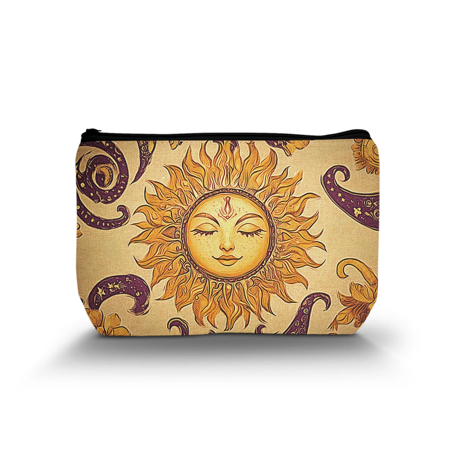 1Pc Anthropomorphic Retro Sun Pattern Cosmetic Bag Ancient Greek Style Bohemian Style Ethnic Style Cosmetic Bag A 8.66X5.51Inch